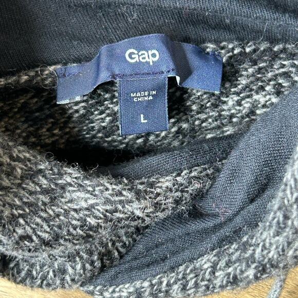 Gap Wool/Cotton Blend Mens Drawstring Hoodie Heathered Grey Large - Picture 3 of 9